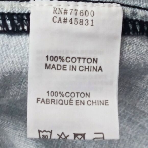 SANDRINE ROSE Western Floral Chambray Denim Top Pearl Snap Pockets Light Wash S - Picture 11 of 13